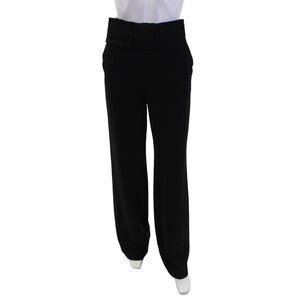 Edward Achour Womens Textured Lined Wide Leg Zip Trousers Black Size M